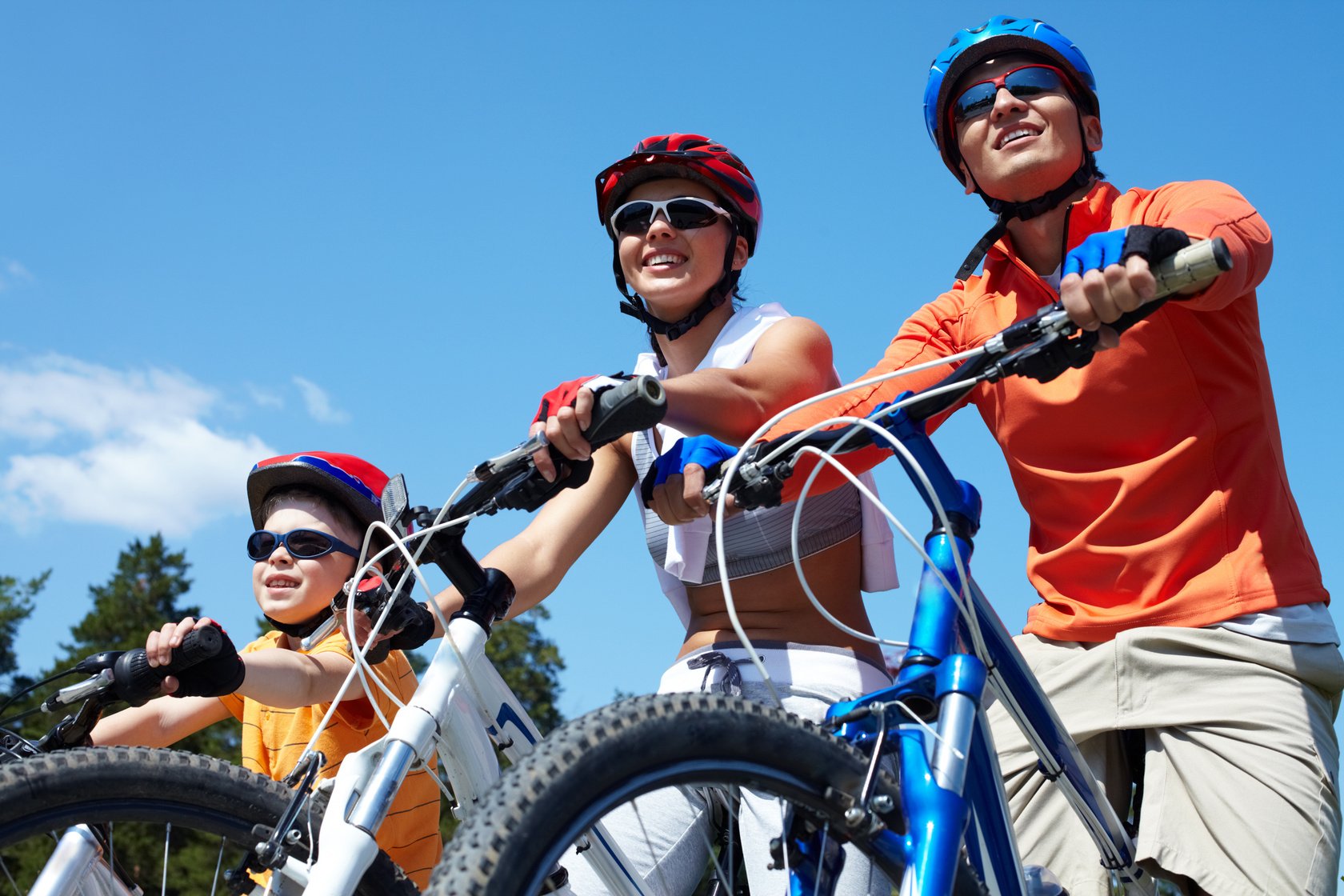 Family on bicycles